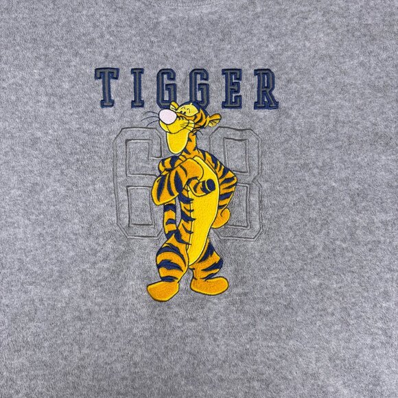 Vintage‎ Disney Tigger Graphic Gray Fleece Sweatshirt Womens Large - Picture 2 of 7